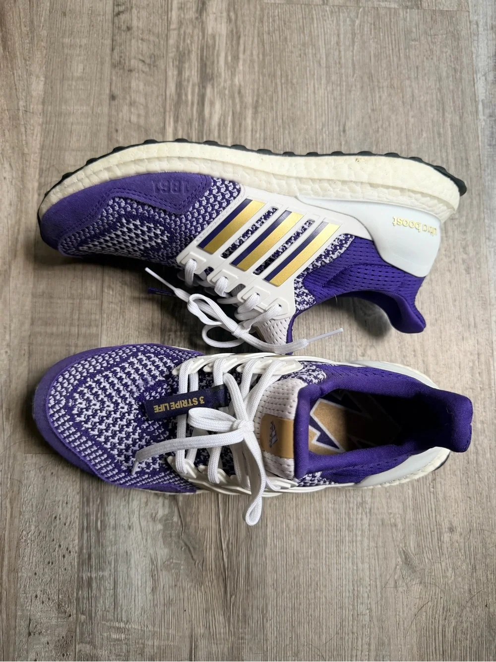 adidas Washington Ultraboost Purple, Gold, and White